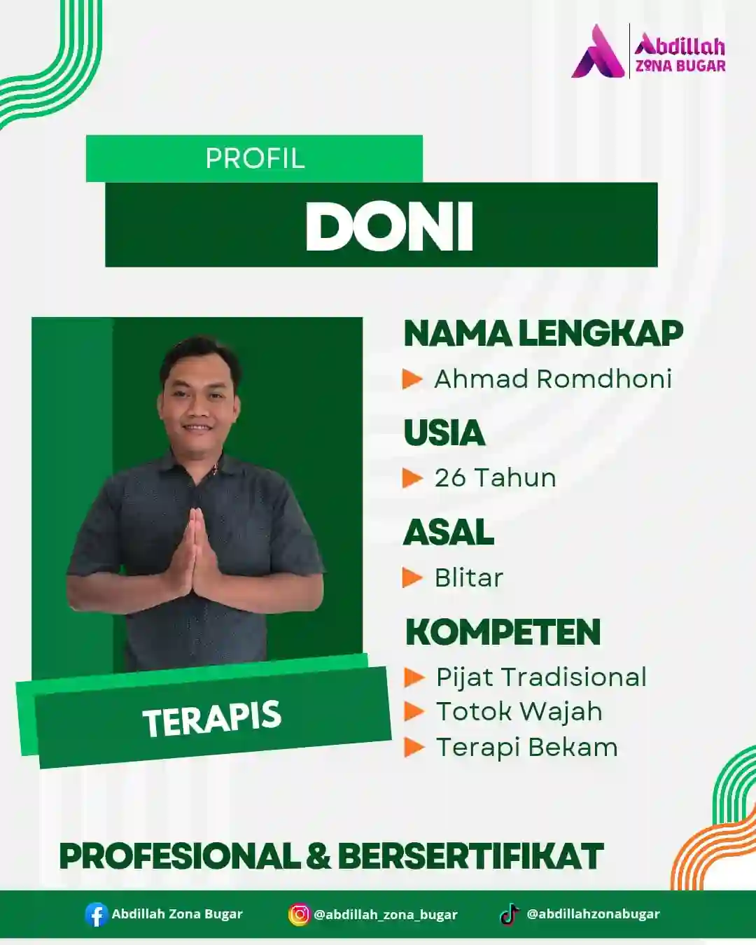 Ahmad Romdhoni - Terapis